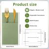 150 Pieces Paper Linen Napkins Disposable Airlaid Dinner Napkins Prefolded Guest Hand Towel with Built in Flatware Pocket for Silverware Valentine Spring Wedding Reception Bridal (Sage Green) view 2