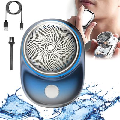 2023 Powerful Storm Shaver for Men, Mini Shaver Portable Electric Shaver, Easy One-Button Use for Home, Rechargeable USB Mini Shaver Electric Razor for Home,Car,Travel and Gifts (Blue)