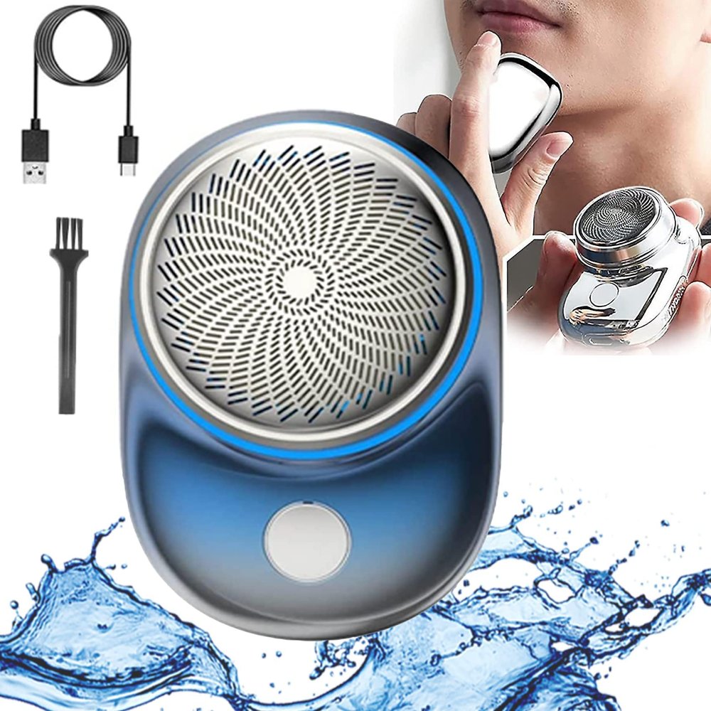 2023 Powerful Storm Shaver for Men, Mini Shaver Portable Electric Shaver, Easy One-Button Use for Home, Rechargeable USB Mini Shaver Electric Razor for Home,Car,Travel and Gifts (Blue)