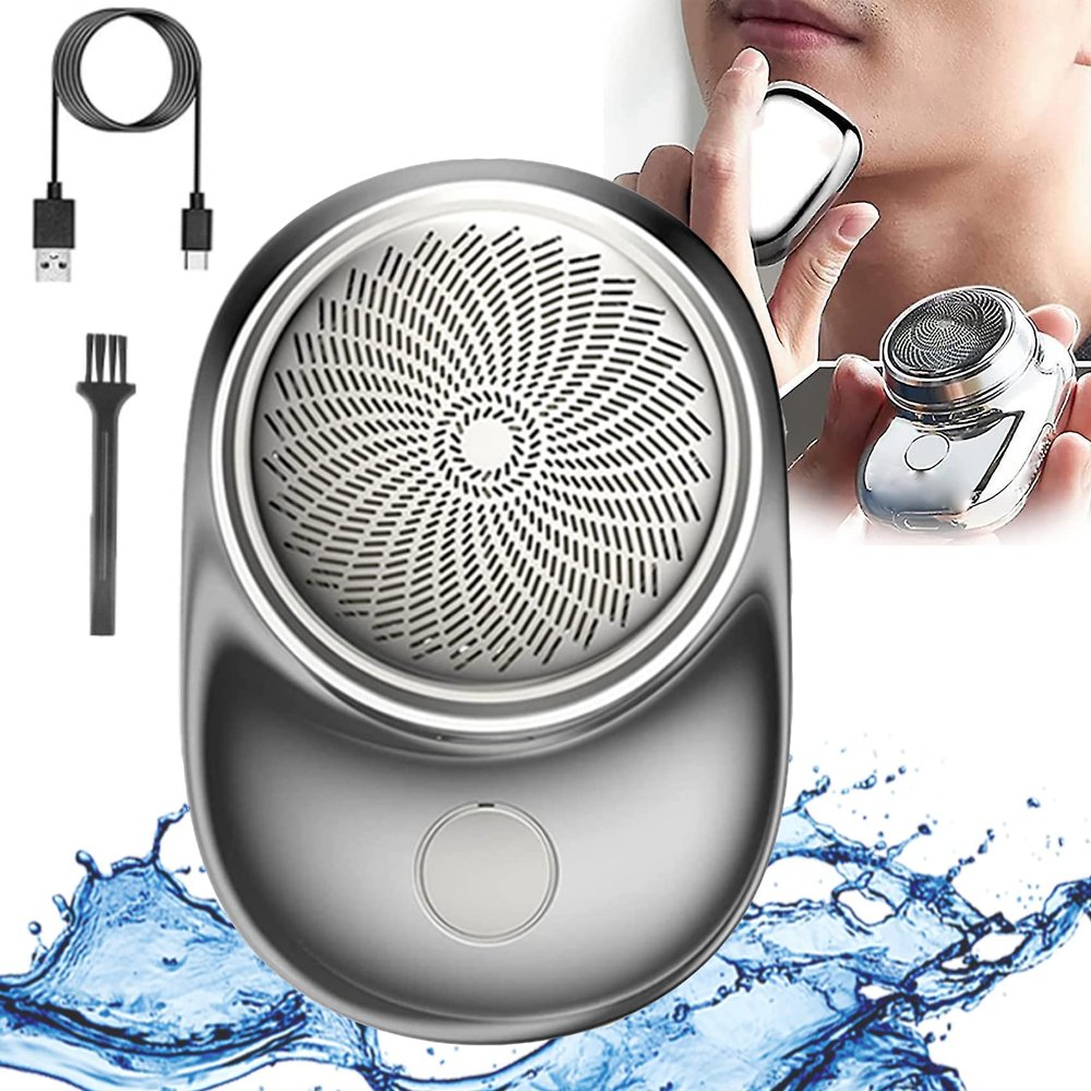2023 Powerful Storm Shaver for Men, Mini Shaver Portable Electric Shaver, Easy One-Button Use for Home, Rechargeable USB Mini Shaver Electric Razor for Home,Car,Travel and Gifts (Silver)