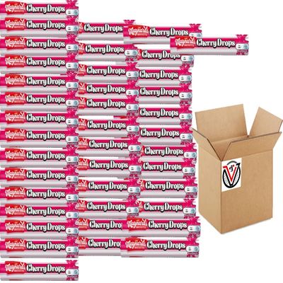 Cherry Drops Sweets Roll 45g - Smooth and Fruity, Cherry Flavoured hard boiled sweets (40 Packs(Full Box))