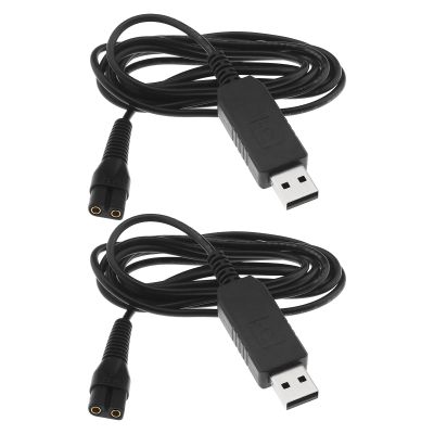 2PCS USB Shaver Charger Cable Compatible with Wahl Colour Pro 9649 Cordless Clippers Replacement 3.5V USB Power Cord Black 1.8m