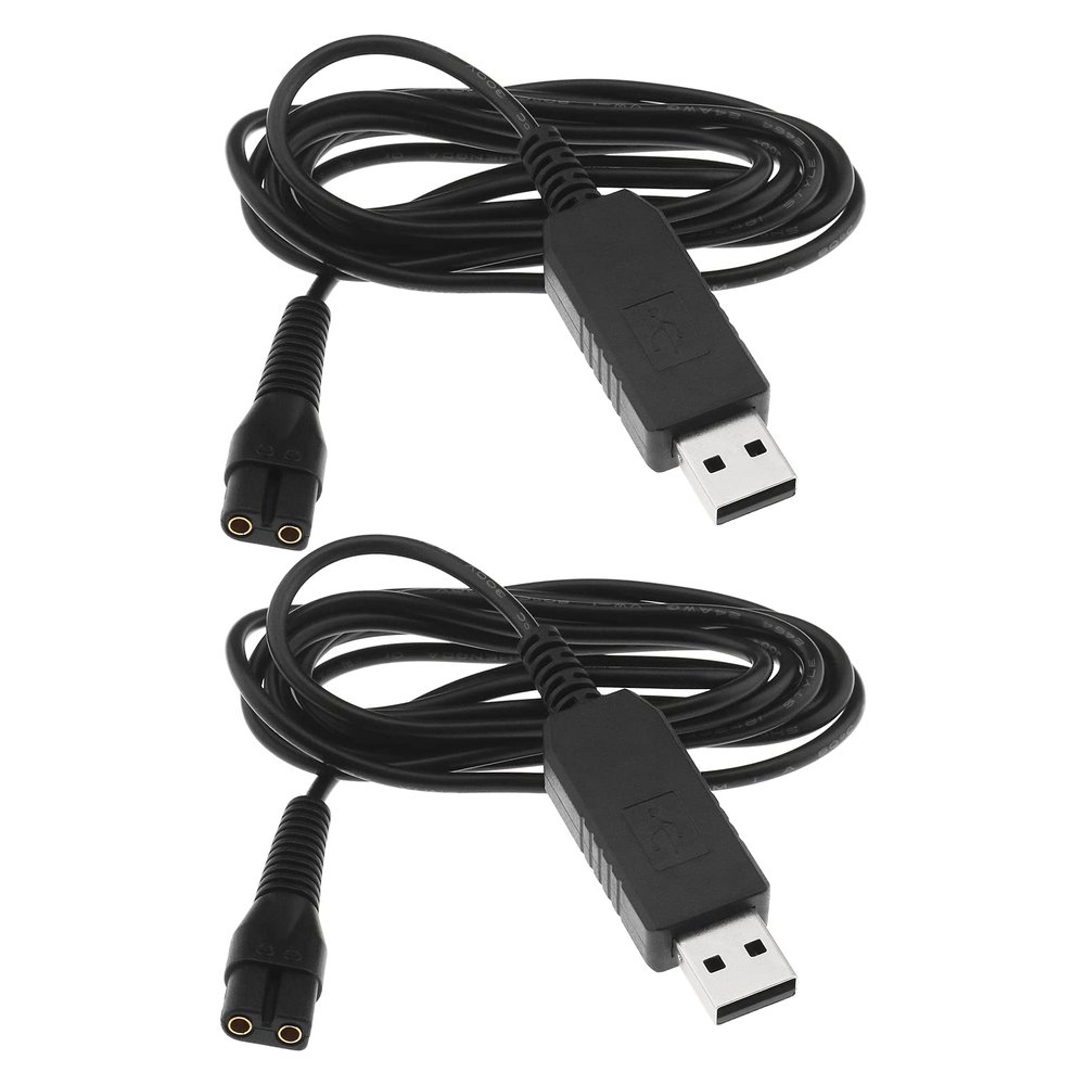 2PCS USB Shaver Charger Cable Compatible with Wahl Colour Pro 9649 Cordless Clippers Replacement 3.5V USB Power Cord Black 1.8m