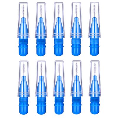 10Pcs Interdental Brush Dental Brushes Mini Teeth Brushes Dental Floss Brush Flossing Brushes Dental Hygiene Brush Flossing Sticks Braces Dental Brush for Cleaning Gaps Between Teeth (Blue/0.8mm)