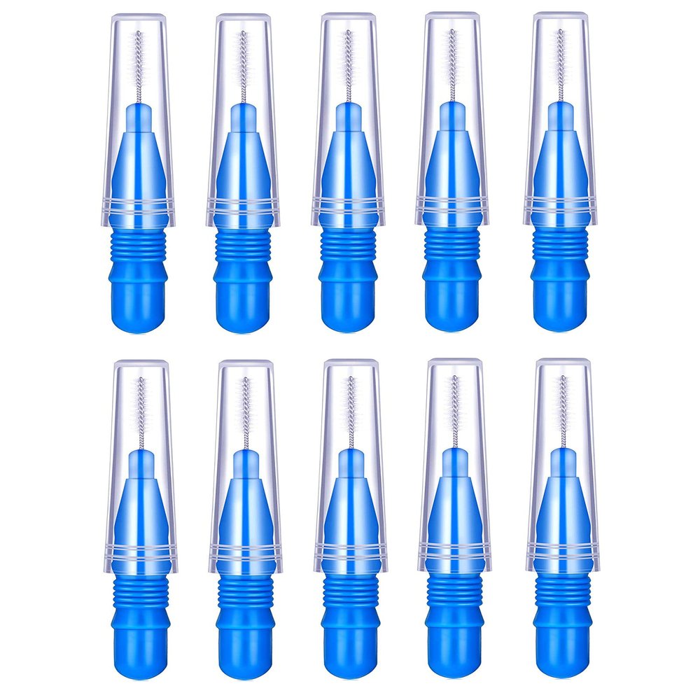 10Pcs Interdental Brush Dental Brushes Mini Teeth Brushes Dental Floss Brush Flossing Brushes Dental Hygiene Brush Flossing Sticks Braces Dental Brush for Cleaning Gaps Between Teeth (Blue/0.8mm)