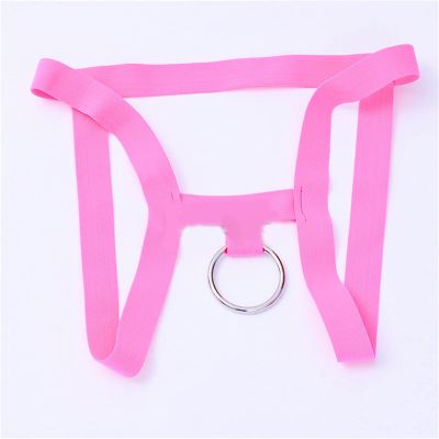 Adjustable Chastity Belt with Stainless Steel Ring Male Sexy Underpants Anti-Fall Chastity Cage(Pink)