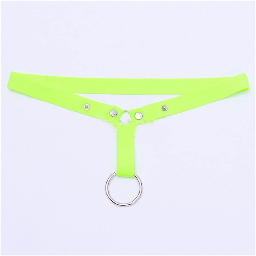 Adjustable Chastity Belt with Metal Ring Male Chastity Lock Sexy Underpants Anti-Fall Chastity Cage(Yellow)