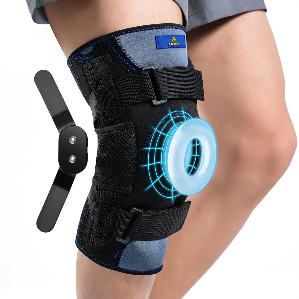 ABYON Hinged Knee Brace for Men and Women, Breathable Adjustable Knee Support with Open Patella and Dual Side Stabilizers for Knee Pain Relief, MCL, ACL, LCL, Tendonitis, Ligament (XXL)