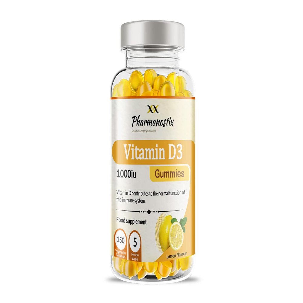 Vitamin D3 1000iu Gummies - 150 Natural Lemon Flavour Gummies for Teens & Adults - 5 Months Supply - Support Immune Function and Help Maintain Bones and Teeth Helps in Calcium Absorption