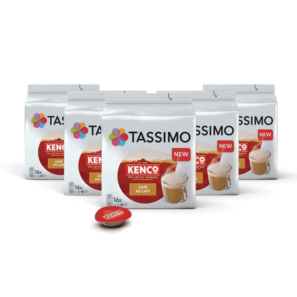 Tassimo Kenco Caf au Lait Coffee Pods x16 (Pack of 5, Total 80 Capsules)