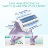 VOYOR Lady Shavers for Women Bikini Trimmer 4 in 1 Cordless Electric Razor Rechargeable Wet & Dry Lady Shaver with 2 Speeds for Full Body, Pubic Hair Trimmer,Cleansing,Massage ES501 (Purple) view 3