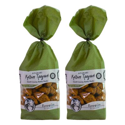 Erofili Small Crunchy Barley Rusks from Crete  No Added Salt  Pack of 2 x 400g (800g Total) | Authentic Cretan Snack for Cheese, Spreads & Salads