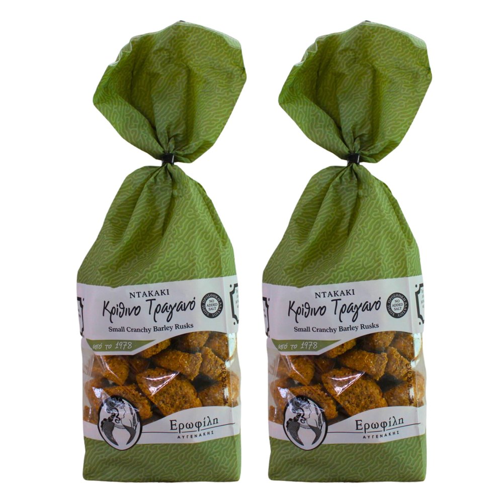 Erofili Small Crunchy Barley Rusks from Crete  No Added Salt  Pack of 2 x 400g (800g Total) | Authentic Cretan Snack for Cheese, Spreads & Salads