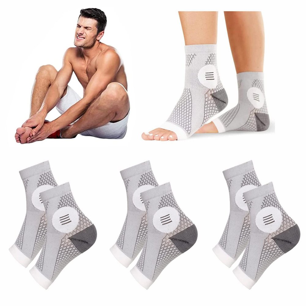Upgraded Neuropathy Pain Socks,Women Men 3 Pairs Soothe Socks,Ankle Compression Sleeve Sock Soothers Grey (XL)