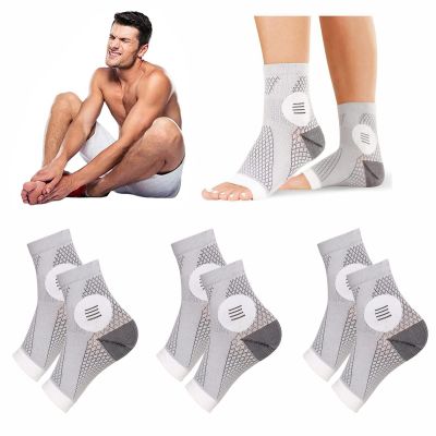 Upgraded Neuropathy Pain Socks,Women Men 3 Pairs Soothe Socks,Ankle Compression Sleeve Sock Soothers Grey (S)