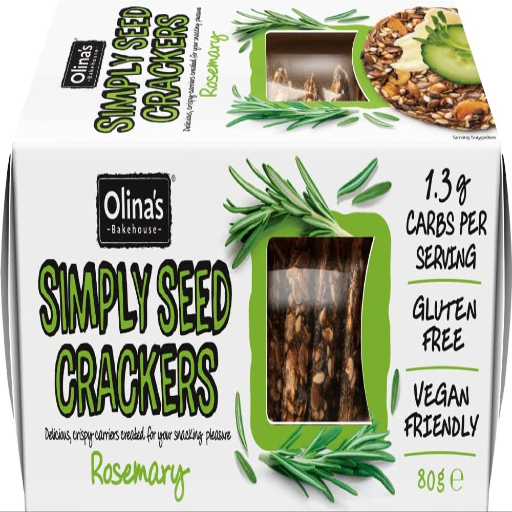 OLINA'S BAKEHOUSE Gluten Free Simply Seed Crackers - Rosemary 80g - 6 Pack