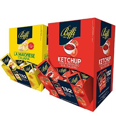 Biffi Sauce Mix Kit 1 Mayonnaise 132 Sachets and 1 Ketchup Single Portion 132 Sachets of 10 g
