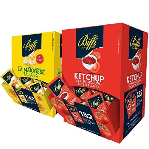 Biffi Sauce Mix Kit 1 Mayonnaise 132 Sachets and 1 Ketchup Single Portion 132 Sachets of 10 g