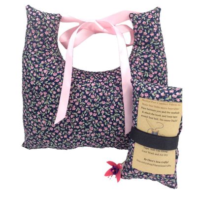 10"x9" Underarm Cushion Gift Set for Single Mastectomy Lumpectomy Augmentation inc 6" or 10" Seatbelt Pad Breast Cushion Pillow SLNB Top Surgery (Navy/Pink Ditsy 10'x3' approx seatbelt pad)