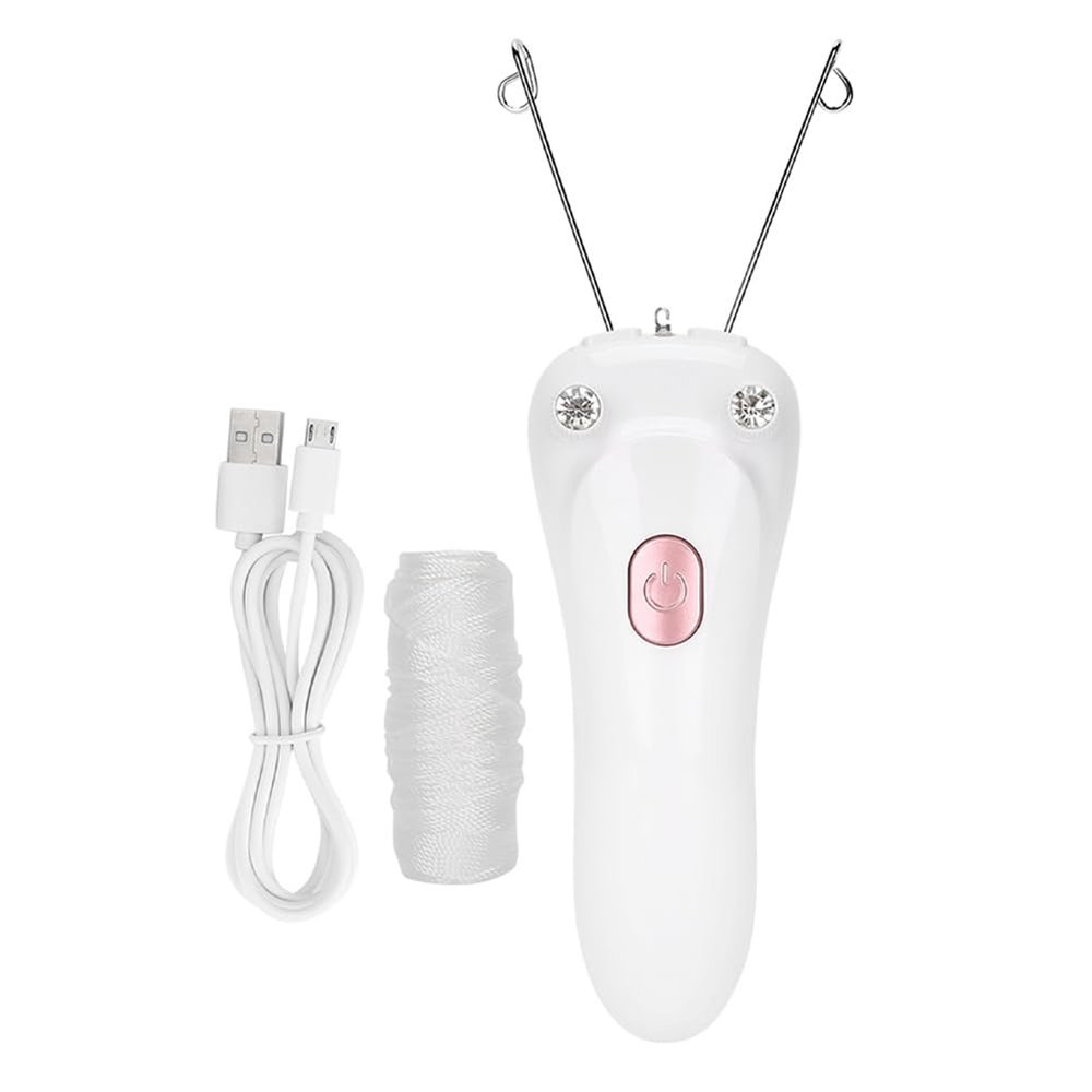 Lwuey Electric Facial Hair Remover, USB Chargeable Face Threading Machine Cotton String Thread Device Physical Threader Removal Tool Lip Chin Cheek Arm Leg Body Epilator Depilation Woman Portable
