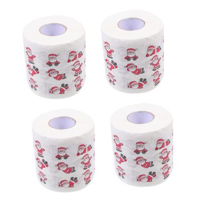 BCOATH 4 Rolls Christmas Toilet Tissues Santa Claus Pattern Dinner Paper Decorative Party Napkins Double-Layer Toilet Roll Festive Home Decor Dining Table