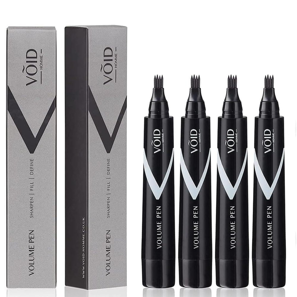 VOID Homme Beard Pen Filler for Men Instant Beard Pen & Filler Beard Pencil, Easy Beard Pen Liner, Beard Filler Pen & Beard Marker, Waterproof Pen (Light Brown, Pack of 4)