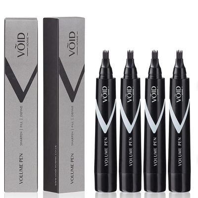 VOID Homme Beard Pen Filler for Men Instant Beard Pen & Filler Beard Pencil, Easy Beard Pen Liner & Beard Marker, Waterproof Pen (Black, Pack of 4)