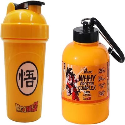 Omana Protein Powder Storage Container to go, Portable Supplement Container with Funnel & Keychain for Travel Gym Workout Fitness, BPA Free, Portable Shaker (Yellow, 200+500ml Set)