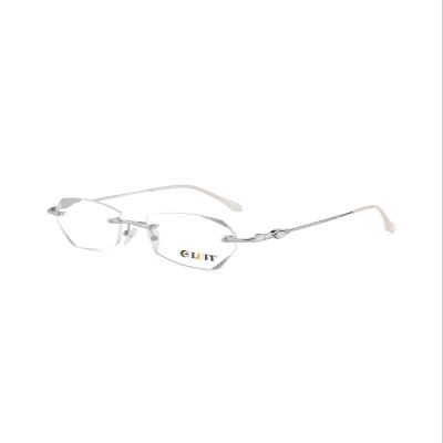 LUFF Rimless Reading Glasses for Women,Frameless Metal Fashion Diamond Cut Edge Blue Light Computer Readers,Anti Eyestrain