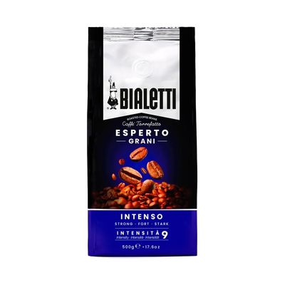 Bialetti Whole Coffee Beans, Italian Espresso Roast Coffee, Compatible with Bean to Cup & Espresso Machines Rich Intenso flavour, Ideal for Coffee Lovers (500g, Intenso)