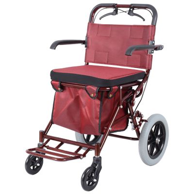 PAILON Portable Folding Wheelchair, Wheelchair with Handbrake & Shopping basket,Foldable Frame Mobility Aids, Ultra-Light Wheelchair for The Elderly and Special Needs