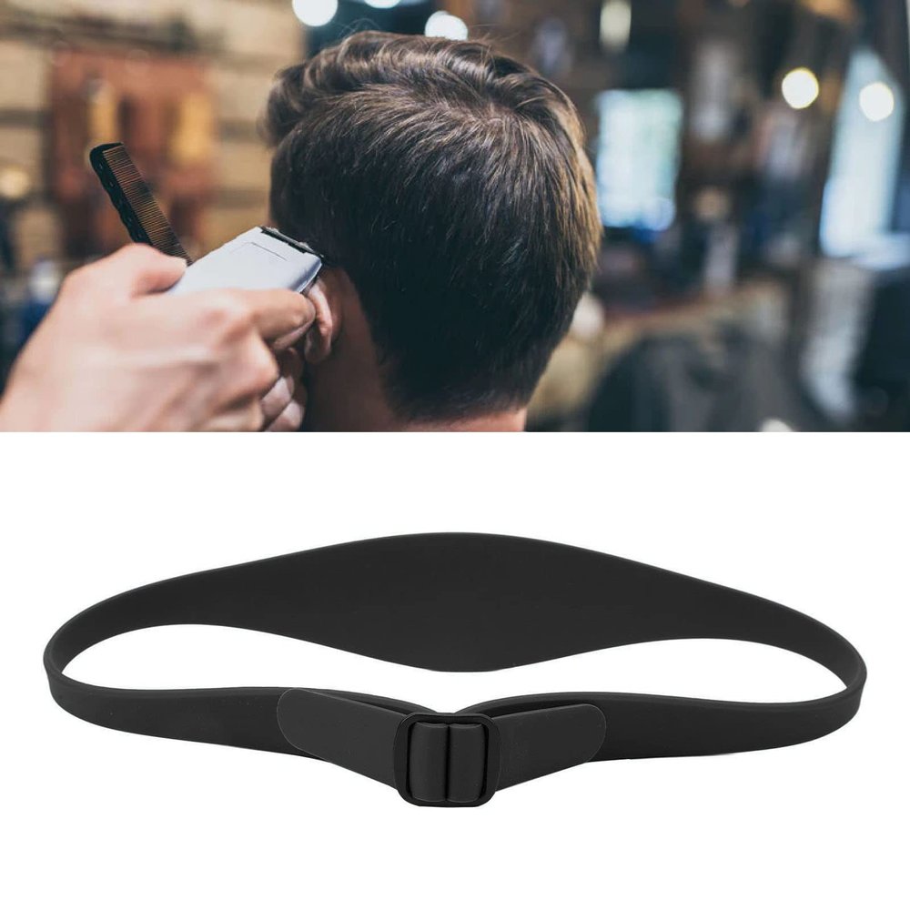 Neckline Shaving Template Adjustable Curved Silicone Band Hair Trimming Guide for Children Adults Adjustable Fade Guide for Hair Clippers (Black)