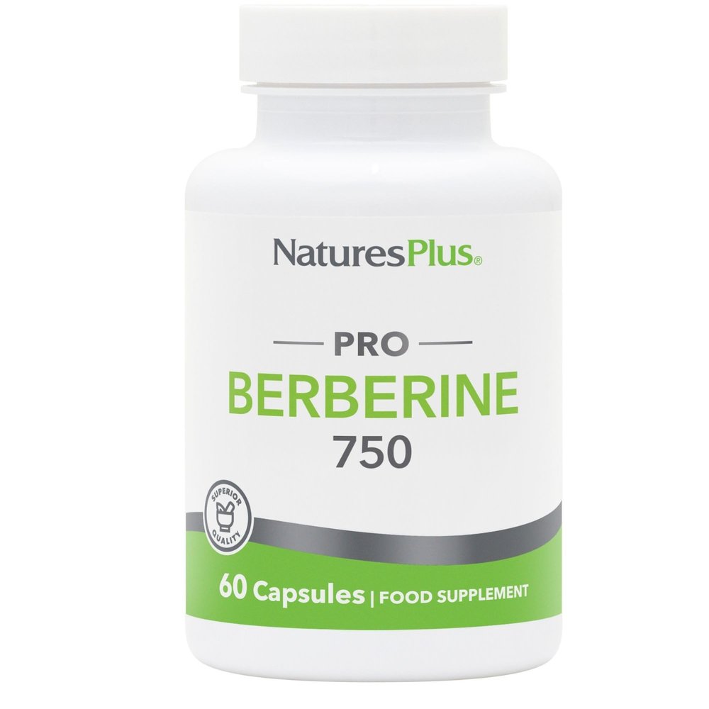 NaturesPlus PRO Berberine Capsules 750 mg - Purely Natural and Active Berberine from Sustainable Sources - Easy to Swallow, Gluten Free, Vegan, Non-GMO - 60 Capsules