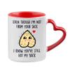 Crunchy Carrots Even Though I'm Not from Your Sack Step Dad Present from Daughter Son Stepdad Father's Day Stepfather Birthday Bonus Dad Heart Handle Ceramic Coffee or Tea Cup (Red) view 2