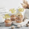 48Pcs 60th Birthday Cupcake Toppers Glitter Hello 60 Cupcake Topper 60 Fabulous Sixty Cupcake Picks for Happy 60th Birthday Wedding Anniversary Party Cake Decorations Supplies, Gold view 2