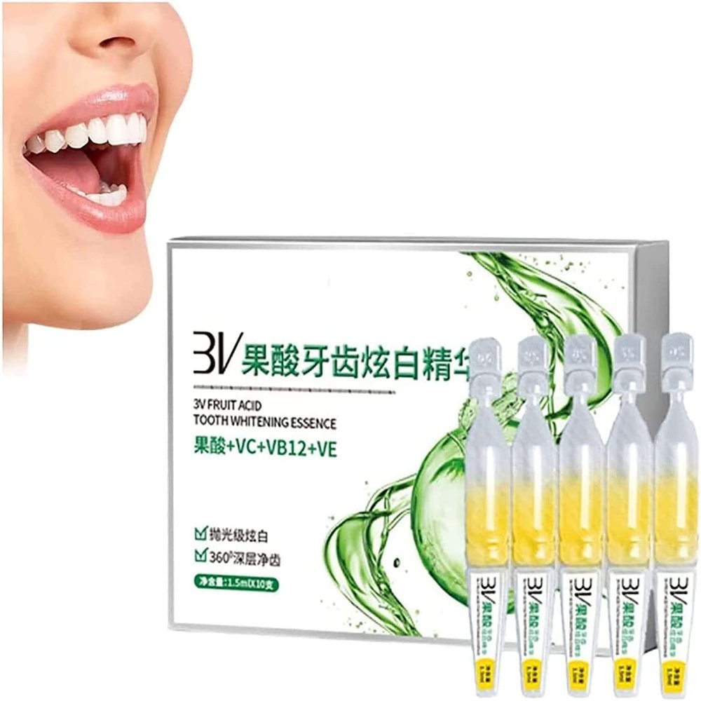 3V Fruit Acid Teeth Whitening Essence for Removal of Tartar and Plaque, Teeth Whitening Essence, Ampoule Essence Toothpaste (1PC)
