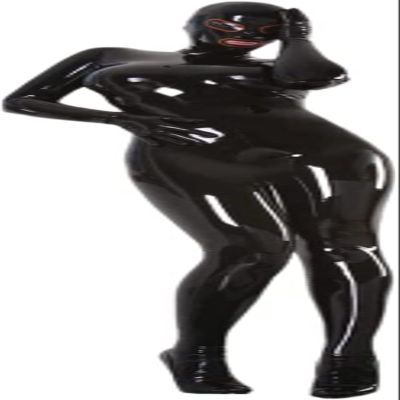 Sexy Black Latex Rubber Catsuit with Latex Hood Latex Gloves Latex Socks,Black-Male,XX-Large