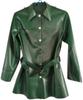 Latex Rubber Metal Green Long Sleeve Jacket with Button,Green,Medium view 1