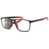 Lanomi Rectangle Blue Light Blocking Photochromic Sun Reading Glasses Men Women Lightweight Flexible Plastic TR90 Frame Outdoors Readers Eyeglasses Black Rim Red Arm/Photochromic Grey 1.0 view 1