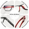 Lanomi Rectangle Blue Light Blocking Photochromic Sun Reading Glasses Men Women Lightweight Flexible Plastic TR90 Frame Outdoors Readers Eyeglasses Black Rim Red Arm/Photochromic Grey 1.0 view 4