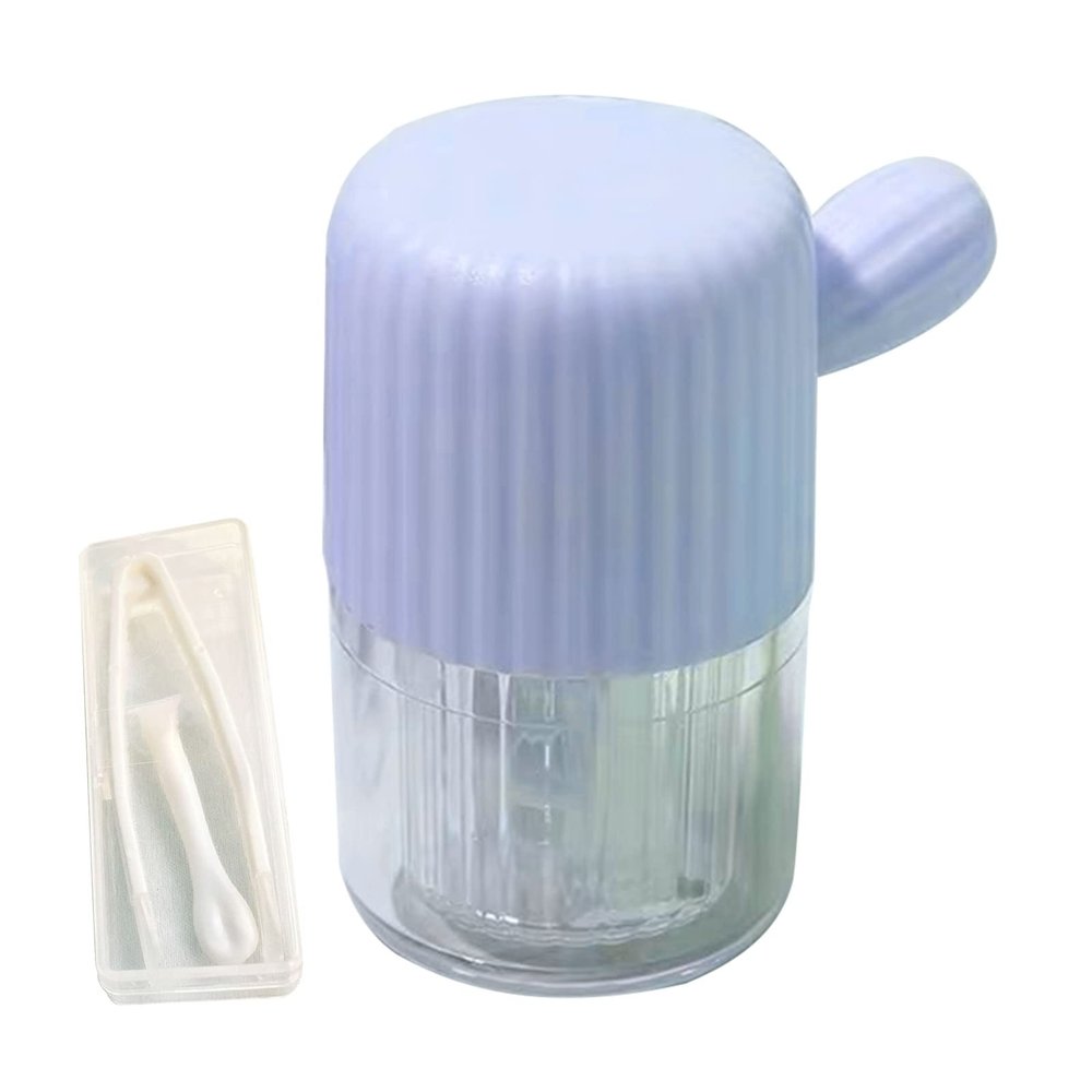 Altsuceser Portable Contact Cleaning Bottle Washer with Tweezer Drawstring, Contact-Lens Cleaner Manual Cleaner Machine for Contact-Lens Blue