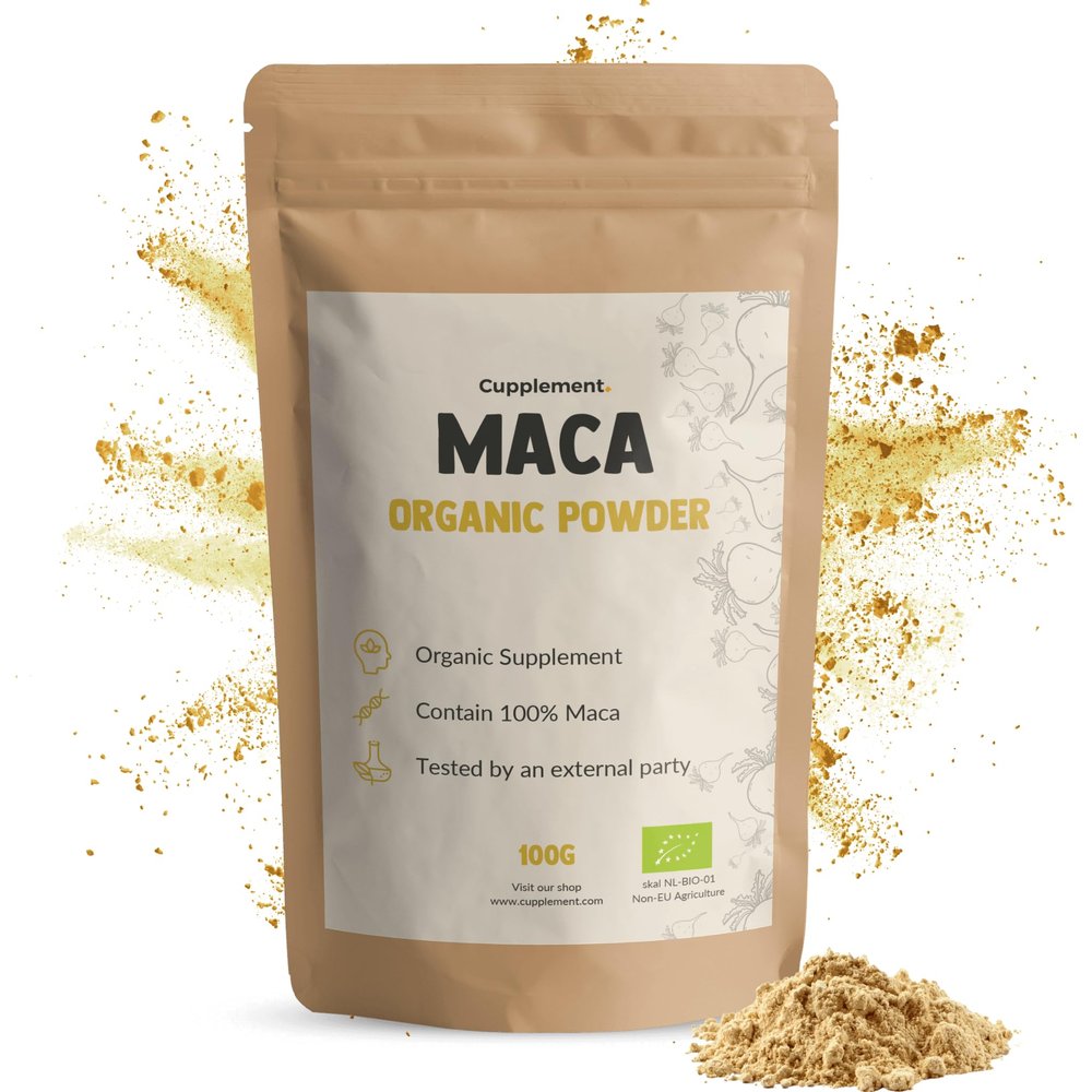 Cupplement Maca Powder 100 Gram Organic - Supplement - Root - Superfood - Energy & Libido - Pure - No Capsule, Pills, Arginine, Tablets, Extract or Black Root - Superfood - High Dose - Peru - Red