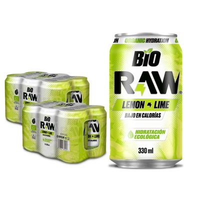 RAW Organic Hydration Natural Isotonic Soft Drink, Still, no added sugar, no artificial sweeteners, Caffeine free, Vegan, Gluten Free - Lemon & Lime Pack 12