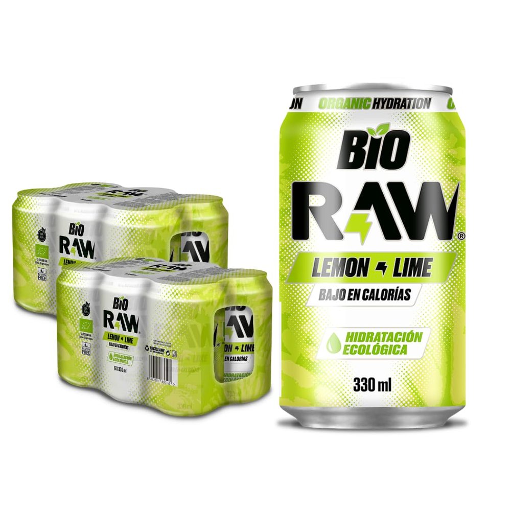 RAW Organic Hydration Natural Isotonic Soft Drink, Still, no added sugar, no artificial sweeteners, Caffeine free, Vegan, Gluten Free - Lemon & Lime Pack 12
