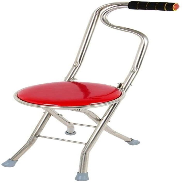 Skilled crutch stool walker triple cane folding stool, red Interesting