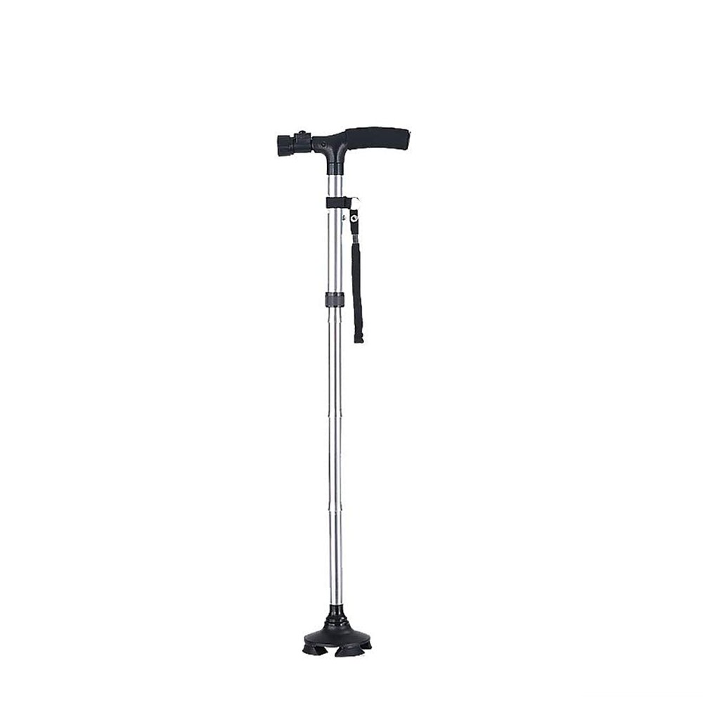 Crutches Folding Walking Stick Canes -Leg Base, Adjusted Height-Telescopic Disability Medical Aid Elderly Crutches Aluminum Anti-Skid Walker with Lights and Straps Interesting