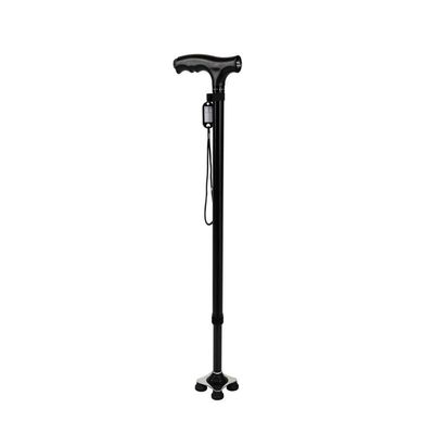 2 in 1 Crutches - Old Man Crutches Aluminum Cane Elderly Small Square Cane Telescopic Non-Slip Cane Crutch four/one-Legged Crutches with LED Lights,black Interesting