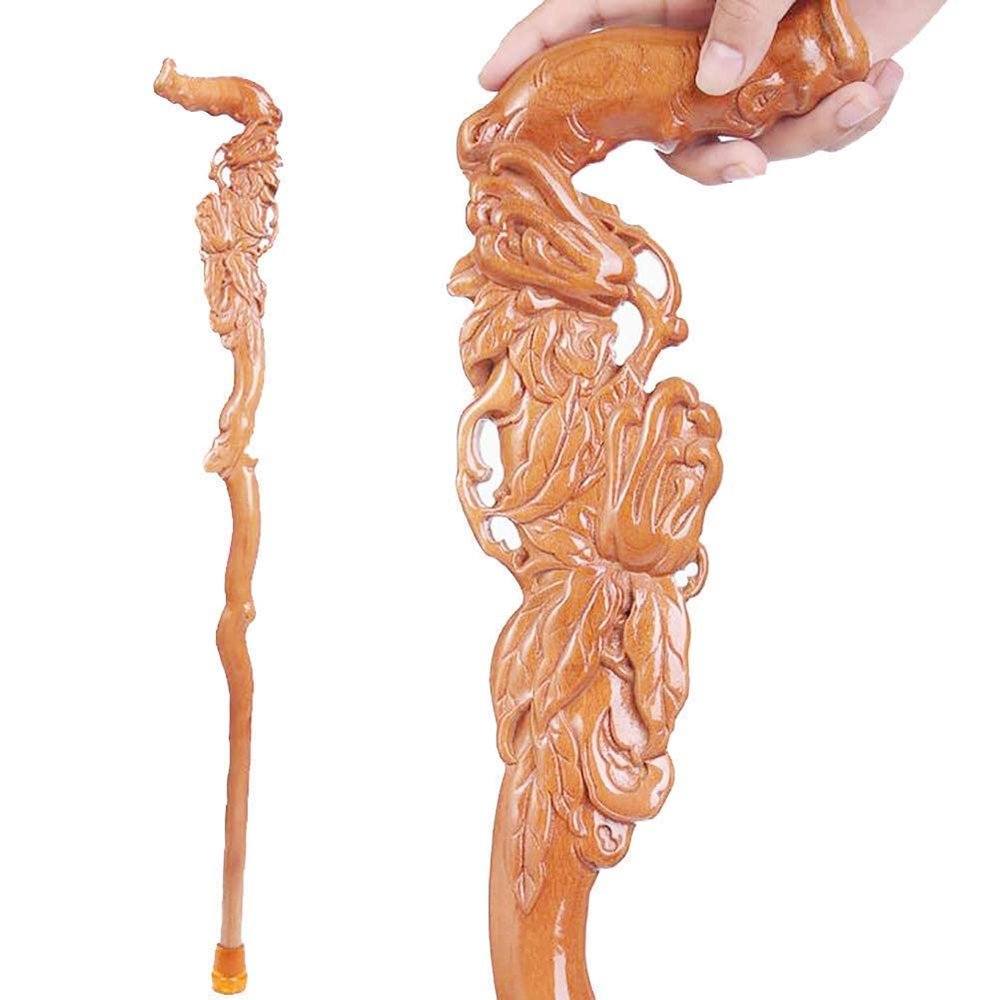 Walkers for seniors Wood Cane Hand Carved Crutch Walking Stick Gifts Fashionable Sturdy Stable for Men And Women-90Cm rollator walker Durable Mobility Aid Interesting