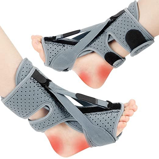 2 Pack Plantar Fasciitis Night Splint, Upgrade 3 Adjustable Straps Plantar Fasciitis Relief Night Splint for Women & Men, Relief Brace for Plantar Fasciitis Relief,Grey