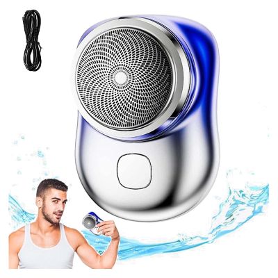 2023 New Upgrade Powerful Storm Shaver Men's Electric Shavers, Rechargeable USB Electric Shaver, Portable Mini Shaver, Pocket Size Wet and Dry, Easy One-Button Use (Blue)